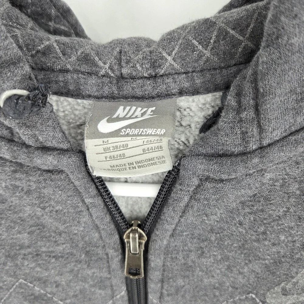 Nike Hoodie Womens Medium Gray Full Zip Sweatshirt Athletic Swoosh Logo Classic